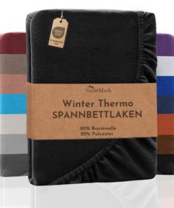 NatureMark Winter Thermo Fleece Spannbettlaken - Schwarz | für Familien | im Schlafzimmer | Warm halten, leicht und bequ