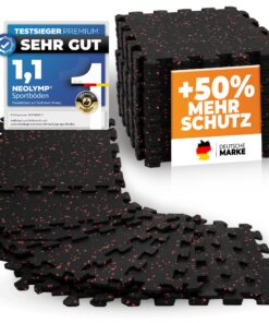 NEOLYMP Bodenschutzmatte 8er-Set – extra dicke, robuste Naturkautschuk-Puzzlematten für Home-Gym, Hantel- & Gewichtstrai