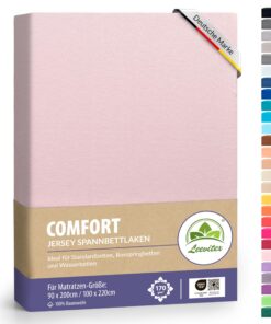 Leevitex® Premium Spannbettlaken – Rosa | 100% Mako-Jersey-Baumwolle | ÖKO-TEX | 170g/m² | Für Boxspringbett & Wasserbet