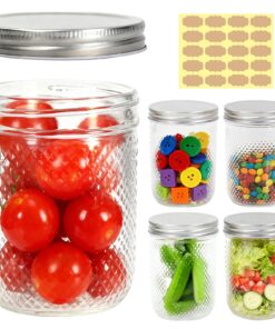 Konservieren mit Mason Jars 500ml 5 Stück Vorratsgläser für Overnight Oats und Gemüse mit Schraubdeckel und Etiketten