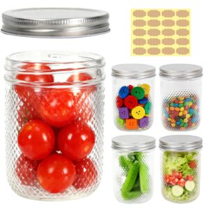 Konservieren mit Mason Jars 500ml 5 Stück Vorratsgläser für Overnight Oats und Gemüse mit Schraubdeckel und Etiketten