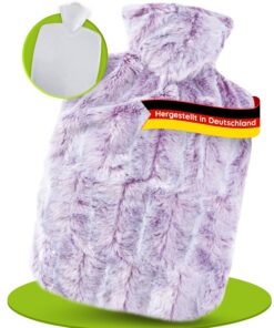 Hugo Frosch Wärmflasche Klassik 1,8l - Made in Germany - Geruchsneutrale Bettflasche mit kuscheligem Flauschbezug in Fel