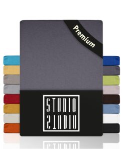 STUDIO Premium Spannbettlaken 180x200cm & 200x200cm – Bügelfrei, 97% Baumwolle & 3% Elastan – Grau – Öko-Tex Zertifizier