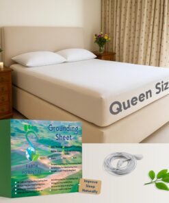 Erdungslaken Earth Queen-Size-Schlafrohem, Heilung für Schlaf und Wohlbefinden, Lieferung mit 4,5 m Erdungskabel