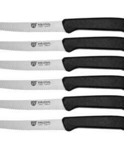 GRÄWE Schwarz Messerset 6 Stück für Brotzeit - scharfe Messer, 21 cm