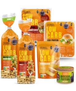 STEINER's Low Carb Kennenlern Box | 79-99% weniger Kohlenhydrate | Ballaststoffreich, Eiweißreich, low calorie Lebensmit