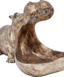 Kare Design Hungry Hippo Deko Figur, Gold fürVintage Interieur, Ideal zur Haus-dekoration, Vintage Nilpferd Deko Objekt