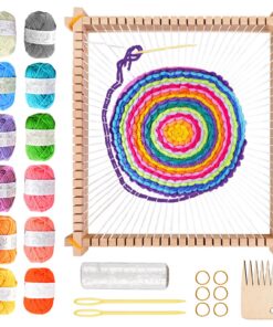 SUNOYA Webrahmen 28 X 25 cm - Für Anfänger Und Fans - Mit 12 Farben DIY Handgemachtes Garn, Nadel, Webkamm, Schiffchen -