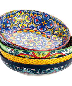 HENXFEN LEAD Salatschüsseln 1330ml 4er-Set Bunte Porzellan Bohemian Style für Pasta Salat Suppe