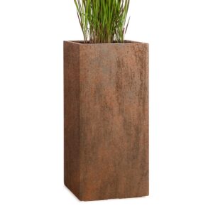 Pflanzwerk® Frostbeständige Fiberglas Pflanzkübel für draußen *UV-Schutz* - XXL Rost Braun 50x23x23cm | Pflanzwerk® UV-