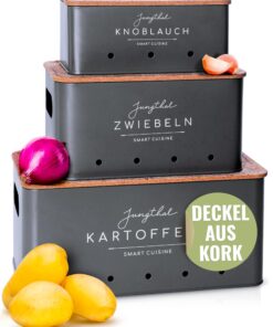 Kartoffel Aufbewahrungsbox Anthrazit | Dauerhafte Qualitätsbox für Kartoffeln, Zwiebeln & Knoblauch | Ideal für Familie