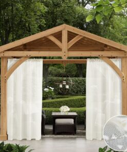 EMEMA Wasserdichte Vorhänge für die Veranda und Terrasse, elegant, 137 x 228 cm, Elfenbeinfarben