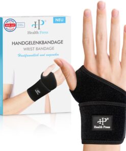 Health Press Handgelenk Bandagen – Entlastung & Stabilisierung des Handgelenks – Kompression Handgelenkschoner – 1x Hand