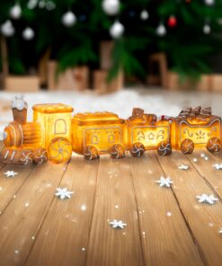 Spetebo LED Lebkuchen Weihnachtszug Aufsteller - warm weiß - Weihnachten Deko - Batterie betrieben - 4-teilig - Winter S