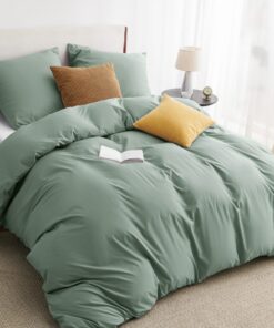BEDSURE Bettwäsche: ÖKO-TEX Salbeigrün Polyester Mikrofaser 155x220 cm + 2 Kissenbezüge 80x80 cm OEKO-TEX STANDARD 100