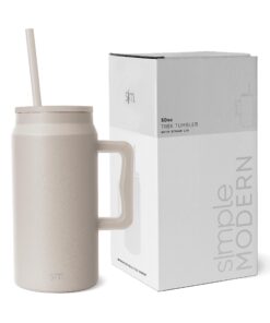 Simple Modern Thermobecher 1480ml mit Strohhalm und Griff | Isolierter Edelstahl-Wasserkrug für Frauen und Männer | Trek