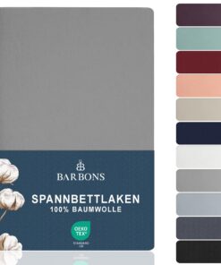 BARBONS Spannbettlaken 100% Baumwolle - Oeko-TEX Zertifiziert - Bettlaken für Boxspringbett Hellgrau BARBONS Spannbettla