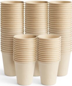 HAAGO Zuckerrohr Bagasse Einwegbecher Partybecher Pappbecher für Partys - Stabil, Biologisch Abbaubar, Umweltfreundlich