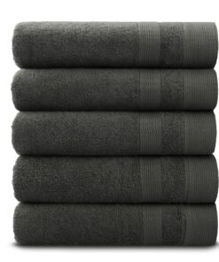 PandaHome Baumwoll Handtücher Set - 100% Baumwolle, Schnelltrocknend und Saugstark - Anthrazit 500 g/m²