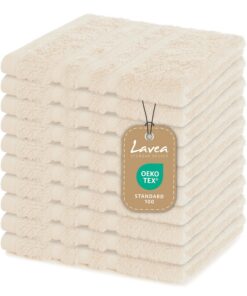 Lavea® Hochwertige Gästehandtücher 30x30 aus 100% Baumwolle – Saugstark, Waschbar und Strapazierfähig - Creme