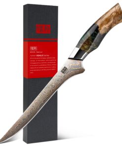 SHAN ZU Japanisches Ultrascharfes Küchenmesser 7 Zoll – 33 Lagen Kupfer & Damaststahl, Profi Filetiermesser Für Fisch Mi