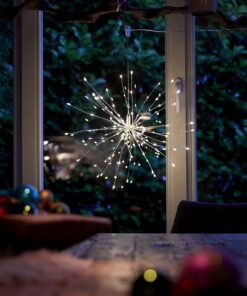 Northpoint LED Eiskristallleuchte für Haus und Garten mit Timerfunktion und Silber warmweiß (90 LEDs, Ø50cm, 10m Zuleitu