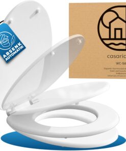 CASARIA® Antibakterieller Toilettendeckel mit doppelter Absenkautomatik Scharniere WC Sitz 175kg Belastbar whites