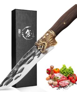Purple Dragon hochwertiges Küchenmesser für Männer zur Fleisch- und Gemüsezerlegung mit Rosenholzgriff und Fingerschutz