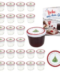 MamboCat Sturzglas 230 ml 25er Set Weihnachtstraum + GRATIS Rezeptheft Twist-Off-Deckel Einmachgläser