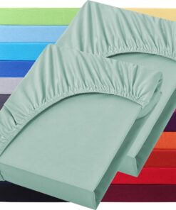 Jersey Spannbettlaken 100% Baumwolle • 90×190–100×200 cm • 25 cm Steg – 2er Set, Jade