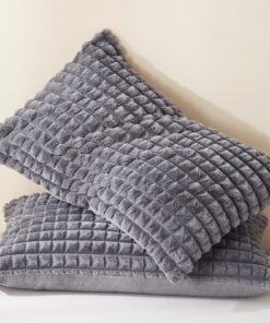 Freyamy Flauschig Kunstfell Kissenbezug 40x80cm 2er Set Warme Cashmere Touch | Freyamy Flanell Fleece Kopfkissenbezug 4