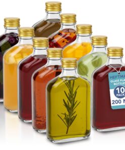 HEFTMAN 200ml leere Glasflaschen 10er Set - Luftdicht mit Golddeckel - Ideal für Wein & Hausgemachte Getränke