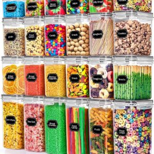 Wildone 24 Stück BPA-frei Plastik Aufbewahrungsbox Set für Küche & Organisation mit Luftdichten Deckeln & Müsli Schüttdo