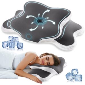 YunNasi Memory Foam Kissen, orthopädisches Nackenstützkissen für Seitenschläfer, mit Waschbarem KühlendDate YunNasi Memo