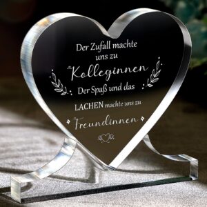 Blulu Abschiedsgeschenk für Kollegen mit Herz Acryl Gravur Ruhestand Tischdekoration