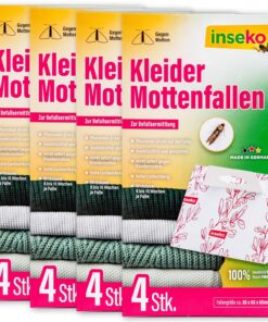 Inseko 16 x Kleidermottenfallen - Geruchlos, Insektizidfrei & Made in Germany - Für Ihre Schrankgesundheit