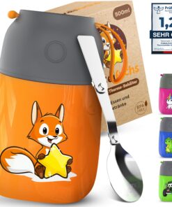 Funkelfuchs® Thermobehälter für Kinder - 500ml Orange Fuchs - 100% auslaufsicher