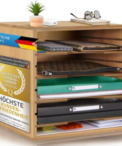 Dimono® Bambus Dokumentenablage Schreibtisch-Organizer für Büro Zuhause Praxis