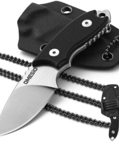 Omesio Neck Knife - Kleines feststehendes D2 EDC Messer fürOutdoor-aktiv (Black) Omesio Neck Knife - Feststehendes D2