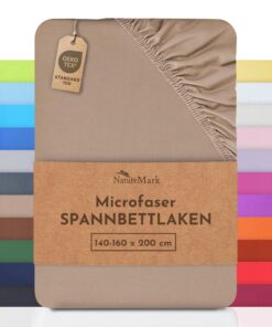 NatureMark Mikrofaser-Spannbettlaken – weich & elastisch, OEKO-TEX STANDARD 100, 140x200–160x200 cm (Sand/Beige)