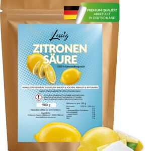 Lessig 900g Zitronensäure Pulver Lebensmittelqualität pure Citronensäure Kochen Backen Reinigen