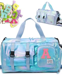 Sporttasche Damen und Herren Schwarz/Schwarz, Gym-Zubehör-Tasche mit Schuhfach und Nassfach, Reisetasche Klein, Schwimmt