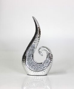 The Leonardo Collection Dekorative Skulptur aus Kunstharz für Zuhause mit Strasssteinen und Silberfarbe 10x10 cm Trendig