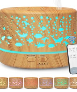 Hianjoo Aroma Diffuser Helles Holz - Ultraschall Luftbefeuchter mit Timer und LED Farben für Büro, Yoga und Schlafzimmer