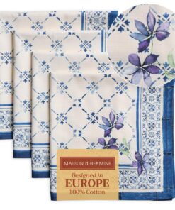 Maison d'Hermine Faïence Servietten weich und bequem für Familienessen und Hochzeiten (100% Baumwolle, 4 Stück, 50,8 x 5