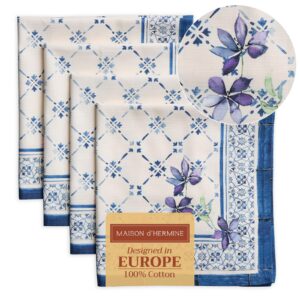 Maison d'Hermine Faïence Servietten weich und bequem für Familienessen und Hochzeiten (100% Baumwolle, 4 Stück, 50,8 x 5