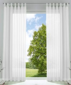 2er-Pack Transparent Vorhänge für Wohnzimmer HxB 225x140 cm Weiß, 61000CN OEKO-TEX STANDARD 100, Schlaufenschal mit Blei