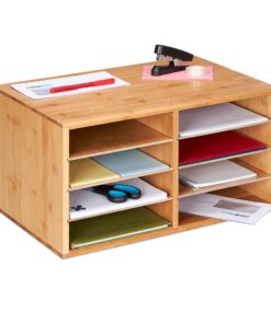 Relaxdays Bambus Dokumentenablage 8 Fächer DIN A4 Schreibtisch Organizer 25x49x31 cm