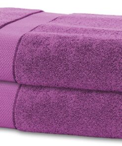 BANANALU 2 Badetücher 100% Baumwolle Aubergine LilaFürs Baden und Duschenkiye Funktionen: Feinberwischend und schnelles