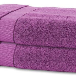 BANANALU 2 Badetücher 100% Baumwolle Aubergine LilaFürs Baden und Duschenkiye Funktionen: Feinberwischend und schnelles